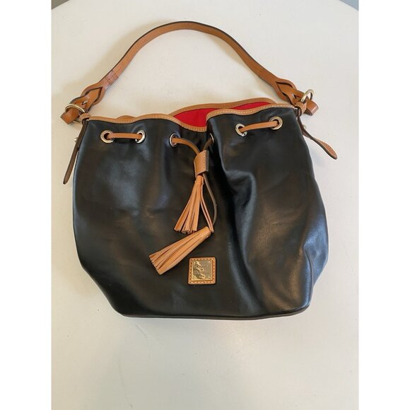 Dooney & Bourke Wexford Tasha Black Leather Drawstring Shoulder Bag Purse - Picture 3 of 12
